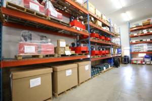 Large warehouse of hydraulics